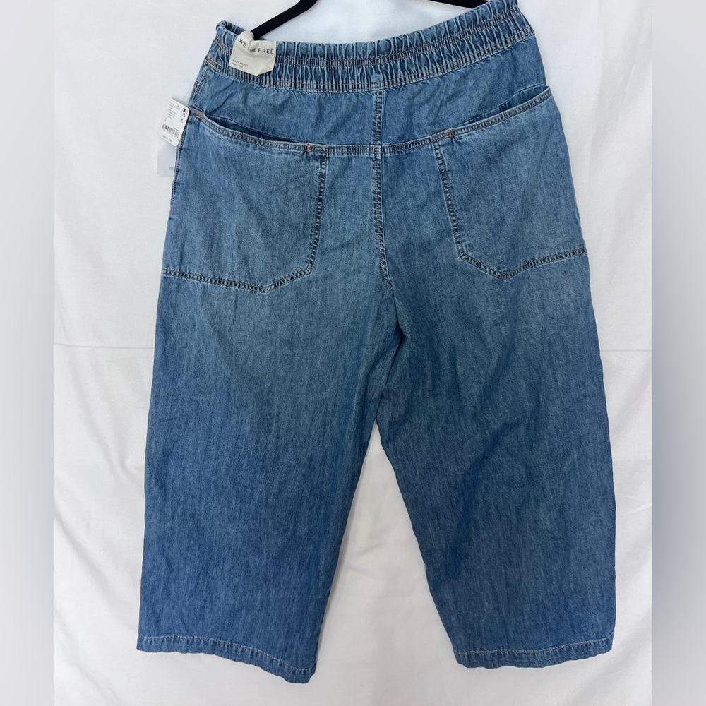 Free People Easy Pull on Light Blue Elastic Waist Denim Pants NWT SIZE L - Picture 7 of 9